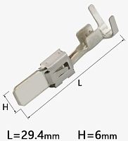Клемма-Контакт ножевой DJ6218C-E6.3C (DJ6116-6,3) 1.0-2,5мм2, никелерованая латунь