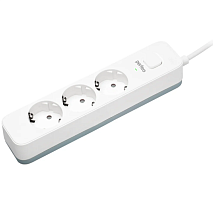 СЕТЕВОЙ УДЛИНИТЕЛЬ 1.5м  (3 розет); 2500W; 10A; "PERFEO POWER STREAM", с заземл/ с выключателем/ индикацией / с защитными  шторками  цвет: БЕЛЫЙ   