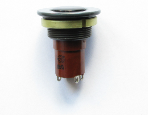 Кнопка круглая, 4pin, OFF-(ON) без фиксации, 50V 1.5A, нормально разомкнут, корпус: черный (КН-2)