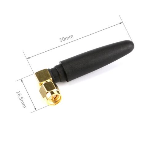 Антенна GSM/ GPRS/ 3G (1db) SMA(гнездо со штырем) (угловой) для модемов 900-1800MHz; Импеданс-50 Ом; Длина антенны:50мм Вес:10гр 