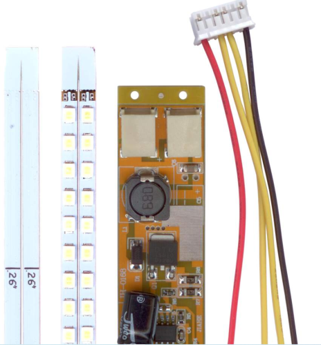 Комплект подсветки универсальный LCD и LED ТВ и мониторов 10-27" 9-30V GYD-620MM-27"-99LED (2 светодиодные линейки и инвертор)