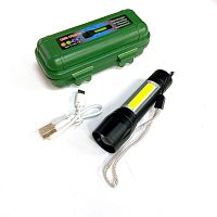 Фонарь св/диодный 2 LED (основной+боковой) "GL-511 / H-606" основной LED (5W)+боковой COB(5W), алюминиевый корпус; 3 реж свечения + ZOOM; 