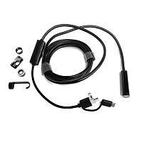 ВИДЕОЭНДОСКОП Гибкая камера Inskam "Android  3in1" (microUSB + USB + Type-C) (d=12мм) IP68; жесткий кабель 2м 5.0Mpix;