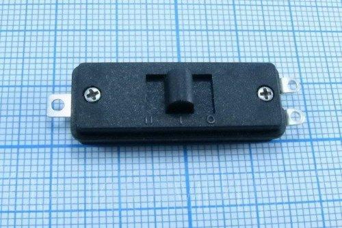 Переключатель движковый (ползунковый), 3pin, 3 полож., OFF-ON-ON с фиксацией, 220V 6.0A, под пайку, 31x12,3x6мм, L=3мм, толкатель: черный, корпус: чер фото 2