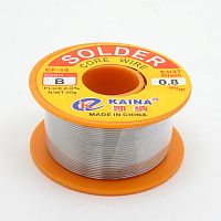 ПРИПОЙ  0,8 мм   50 гр. (катушка) ПОС-63 с флюсом 2%; 63/37 Олово- 63%; Свинец- 37%; Тпл.=183°С; KAINA "SOLDER"