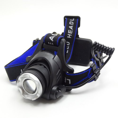 Фонарь головной св/диодный Q5 CREE LED(св/д); ZOOM; 1000LM; 3режима (макс/ эконом/ стробоскоп-сигнальный); корпус- пластик; цв: черный; пит: аккум 2 x