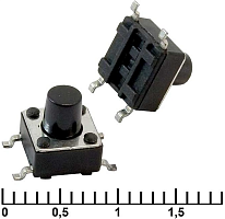 Микрокнопка квадратная тактовая, 4pin, 6x6x7мм, L=4мм, SMD (IT-1102WB)