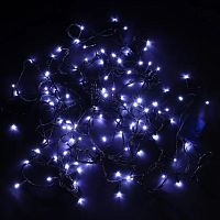 Гирлянда св/д цв:БЕЛЫЙ (ХОЛОДНЫЙ) 100LED дл=9м "Нить"; 8 программ свечения AC220v/ Контроллер 100 Led