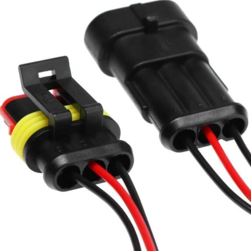 Разъем герметичный 3-х контактный (3PIN) (IP67) AMP КОМПЛЕКТ(штекер+гнездо) с проводами(красн/черн/желт) сеч.0.75мм*(18AWG 200мм) серия:1.5 (DJ7031-1. фото 4