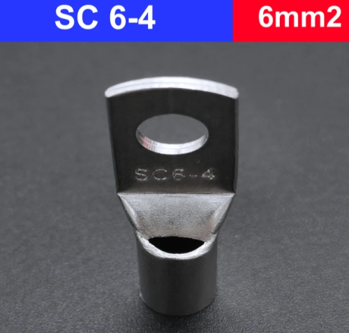 Наконечник (обжимная клемма) М4 для силового кабеля 6mm2; SC6-4 (КВТ6-4) (TML6-4) предназначена для оконцевания проводов и кабелей с медными жилами на