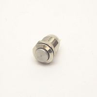 Антивандальная кнопка круглая для домофона, 2pin, OFF-(ON) без фиксации, 12-24V  2.0A, под гайку М12, под пайку, d:12мм, нормально разомкнут (A12-B2)