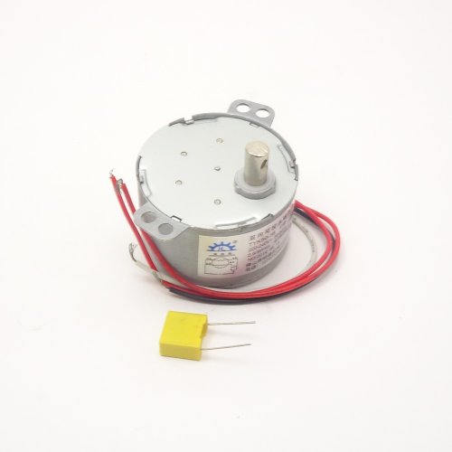 Двигатель 220V для шторок кондиционеров, электроклапанов, уличных видеосистем (двунаправленный синхромотор) "TYK50-16"; d - 50мм; высота-33мм; L вала-