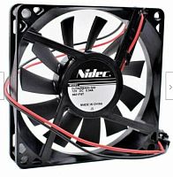 Вентилятор компьютерный DC12V, 80x80x15мм, 7 лопастей, подш. скольжения, разъем: фишка-2pin, 2pin, 0.4A Nidec DJT80RBAS5-S02, пластик, провод: 25см