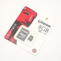 Flash card micro SDHC 8GB (class10)+(адаптер SD) KINGSTON Тайвань