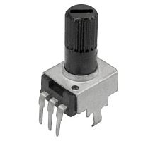 РЕЗИСТОР Переменный RK091 круг    B1K моно линейная 0,05W 3pin вал d6x14мм с прорезью пластмасса, 50V, 47mV, 280*С (RK091, 1K, марк B102)