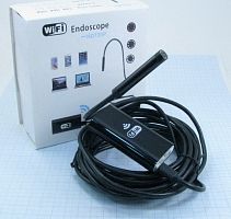 ВИДЕОЭНДОСКОП Гибкая камера "Wi-Fi" (d=8мм) IP67; мягкий кабель- 5м 2.0Mpix; HD 640*480/1280*720; microUSB(штек/гн); 