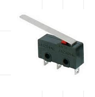 Микропереключатель с пластиной 23мм, 3pin без фиксации, AC 220/250V  5.0A, под пайку, 20x6,3x10мм, толкатель: красный, корпус: черный (A-202, SC7301, 