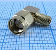 Разъем SMA-LC58P штекер GOLD под RG-58 обжимной прям. угол (не комплект нет заглушки)