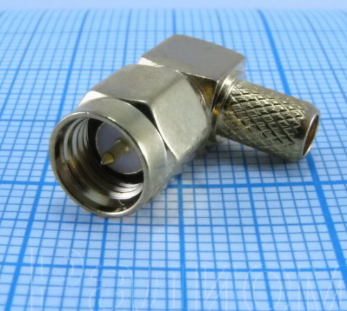 Разъем SMA-LC58P штекер GOLD под RG-58 обжимной прям. угол Разъем SMA-LC58P штекер GOLD под RG-58 обжимной прям. угол