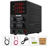 Блок питания лабораторный импульсный, 0-30V, 0-5A, 150W, 219x150x85мм, вх: AC 220-250V, с кабелем, металл, вентилятор. с охлаждением NICE-POWER SPS-30