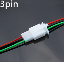 Разъем Межплатный кабель питания 3PIN КОМПЛЕКТ 20AWG=0,5мм2 провода 3х90мм (штекер+гнездо) (красн/черн/зелен) (DJ7031A-2.8-11 шт. + DJ7031A-2.8-21 гн.