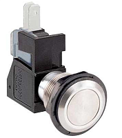 Антивандальная кнопка, 3pin, OFF-(ON) без фиксации, AC 220/250V 16A, под клеммы 6.3мм, 45,8x16x31,3мм (C0911VAAA, M965A)