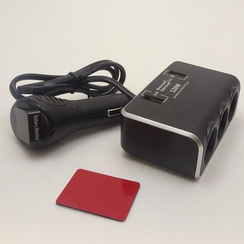 Растроитель OLESSON 1639 Разветвитель авто (3 гнезда+2*USB) прикуривателя + вольтметр. фото 3