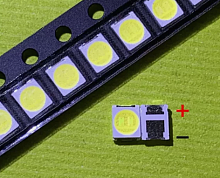 СВЕТОДИОД SMD 2835 1W , 3V (2.8x3.5x0.6mm) (большой контакт - (Катод)) 1210 3528 