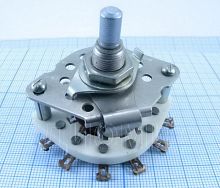 Галетный переключатель на корпус, открытый, 12pin, групп: 1, направлений: 1, 9 полож., активный ток нагр: 0.5A (до 350V), индуктивный ток нагр: 3A (до
