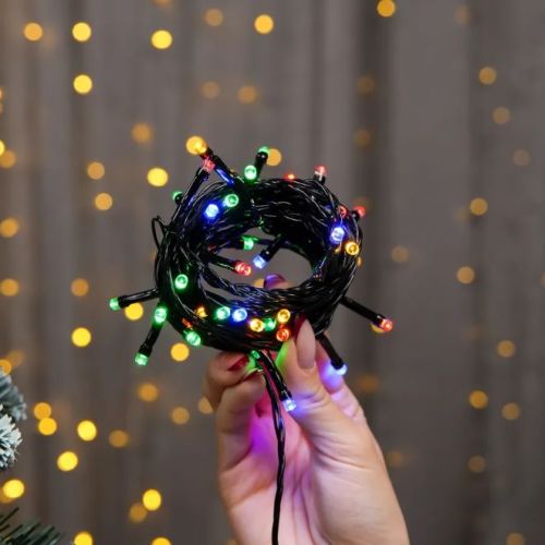 Гирлянда св/д цв:RGB 100LED дл=5м "Нить"; 8 программ свечения AC220v/ Контроллер 100 Led ; разноцветный фото 2 Гирлянда св/д цв:RGB 100LED дл=5м "Нить"; 8 программ свечения AC220v/ Контроллер 100 Led ; разноцветный фото 2