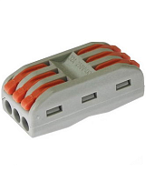 Клемма строительная проходная безвинтовая на 3 проводника (6-ти контактная) PCT-223 (аналог WAGO 222-413D)