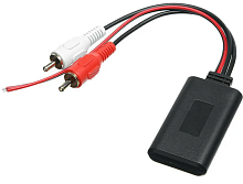 Автомобильный беспроводной Bluetooth адаптер CZWXLYMK 5-12V индикатор 53х30х10мм (2RCA штекер + 2 провода питание-18см) черный