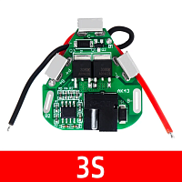 Плата PCB (защиты) для 3-х Li-Ion АКБ, 12,6V,  3S Верхний предел рабочего тока: 8А.  с балансировкой, для контроля заряда/ разряда , 34*34 мм , с гнез