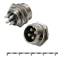 РАЗЪЕМ GX16 16M-4B (D16mm) 4PIN ШТЕКЕР НА КОРПУС под пайку металл. (1-562-4) MIC 4P (ответная часть гнездо на кабель GX16 16M-4A 1-561-4 12578)