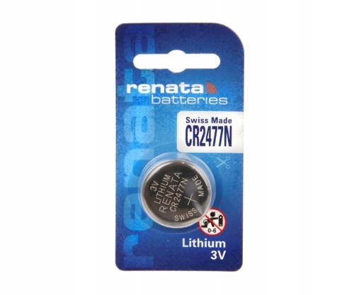 БАТАРЕЙКА ЛИТИЕВАЯ   2477 ( CR2477N/ 5BP ) 3V 950mA Li MnO2 <Дисковая> (24,5х7,7мм) RENATA  Стандарт.ток разряда: 1mA; max разр ток: 2,5mAt: - 40°. фото 2