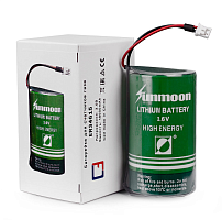 БАТАРЕЙКА ЛИТИЕВАЯ  34615H (ER) 3,6v  19000mA ( с проводом+штекер 2pin )  Lithium (Литий-тионил-хлорид)  R20 «D» 34х61,5мм  SUNMOON   Высокотоковый. М