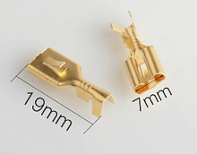 КЛЕММА НОЖЕВАЯ ГНЕЗДО НЕИЗОЛ 6.3мм/1.5-2.5мм2 (3.2x7.7x19.5мм) ЛАТУНЬ (с замком(Фиксатор) DJ621-B6.3A , DJ621-E6.3A-C    