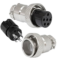 РАЗЪЕМ GX16 16M-6A (D16mm) 6PIN ГНЕЗДО НА КАБЕЛЬ металл под пайку (1-561-6 MIC 6P)  (ответная часть штекер на корпус GX16 16M-6B 12737 / ответная част