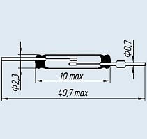 Геркон, 2pin, 80V 5W, 9мм, d:2,3мм, нормально разомкнут (МКА-10501)