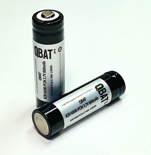 АККУМУЛЯТОР  14500 3,7V 800mAh Li-ION ICR14500-PCM (R06)(AA) (14х50мм) QBAT С платой защиты