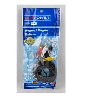 КАБЕЛЬ 3.5 (4pin)  ШТЕК СТЕР - 3RCA  1,5М (позол.) ПЛАСТИК OD3.5x10.5mm (3.5мм 4C (PE bag) (Видео + стерео аудио)  