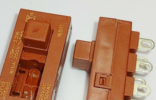 Перекл. Движковый 10 PIN (2гр.x5pin) CSK-2416 ON-ON-ON-ON 8A 250V (DEFOND) 4 положен. (34х13x10мм.) толкатель-(h4,6, d=5мм) вертик. монтаж, корп. плас