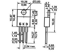 Транзистор КТ837Ж B1-B2= 10-40/Uкб= 15v/Uкэ=45v/Iкм=7,5A/Pт=30W /P/ TO220  