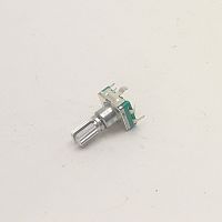 Энкодер 5pin 12х12х4,5мм (L=15мм) (№19.1 с кнопкой EC11-1SD5x4,5-L15 KQ) ручка мет. круг ,накатка ,разрезная D=6 (дискр.=30) без резьбы Шаттл а/м 