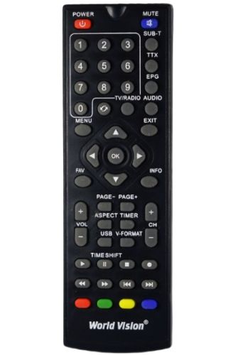 ПУЛЬТ ДУ для ресиверов  WORLD VISION (T62М/T62M/T70/T62D/T61M)  стандарт DVB-T2/T                                         цифровой телевизионный прием