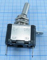 Тумблер автомобильный, 3pin, ON-OFF с фиксацией, 12V 20A, под клеммы, подсв.:красный, 28x16x18мм, нормально замкнут (ASW-07D)