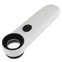 Лупа ручная 40Х (d=25мм) MG6B-1В (6B-1В) С подсветкой (2 LED) (батар.3шт. х R03/AAA в комплект не входят) Круглая Пластик Белая Габариты:  мм