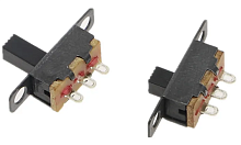 Переключатель движковый (ползунковый) движковый, 3pin, 2 полож., ON-ON с фиксацией, 48V 0.3A, под пайку, 10x5,5x5мм, L=3мм, DIP, толкатель: черный, ко
