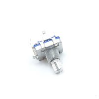 Энкодер  5pin   16,5х17,5х7,5мм EC16  (на 24 положения, 3+2pin, L=15mm)  мет.ручка с накаткой d-6мм , разрезная , круг  (№12.2 с кнопкой 11х18 L=15мм)