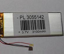 АККУМУЛЯТОР LP 3055142-PCM (142х55х3,0мм) 3,7v 3100mAh Li-Pol (с платой защиты- PCM), (элемент) провода под пайку 